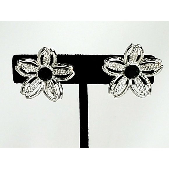 Stunning Vtg Sarah Coventry Black with Silver Tone - Picture 1 of 4